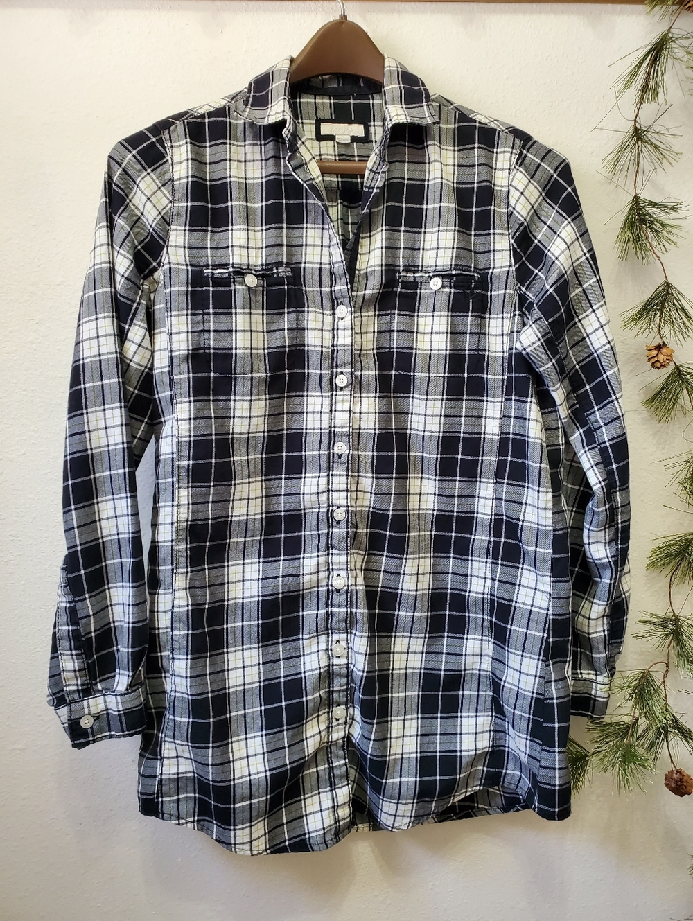Aerie Oversized Flannel Shirt Black White Plaid Loungewear Sleep Tunic - Picture 1 of 9